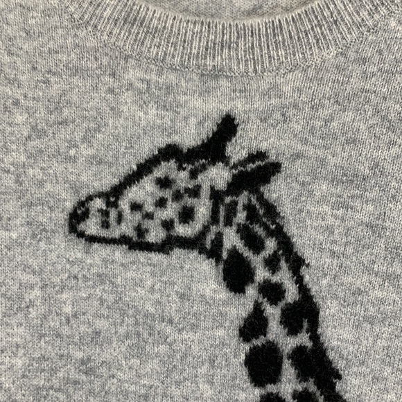 Peck & Peck Sweater Gray with Giraffe Design M 100% Cashmere SOFT - Picture 12 of 12